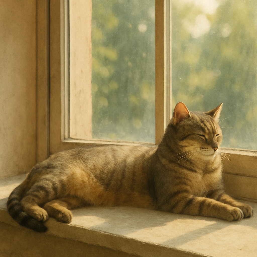 cat lounging on a windowsill