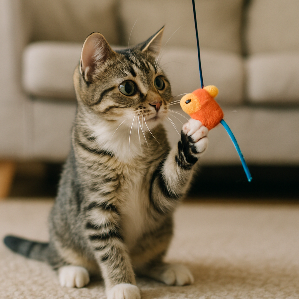 cat playing with a toy
