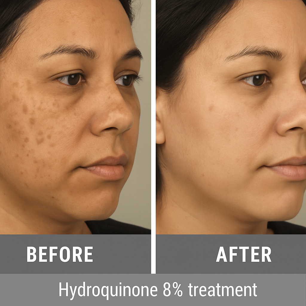 Before and after image of Hydroquinone 8% treatment