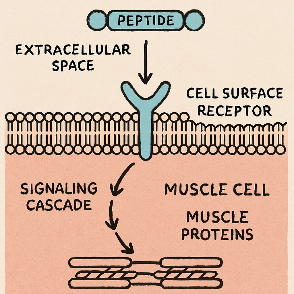 Diagram illustrating peptide action in muscle cells