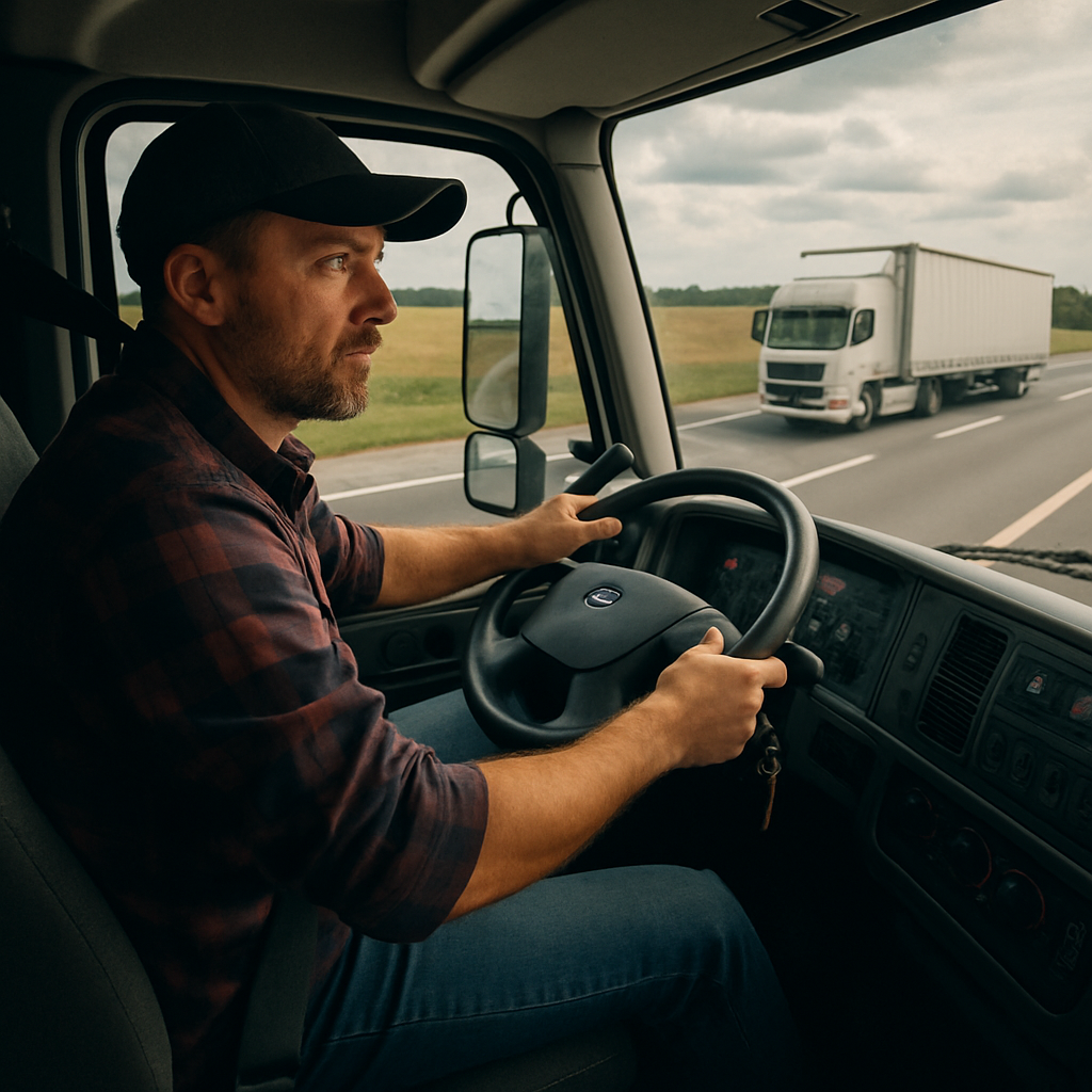 Truck driver on the road
