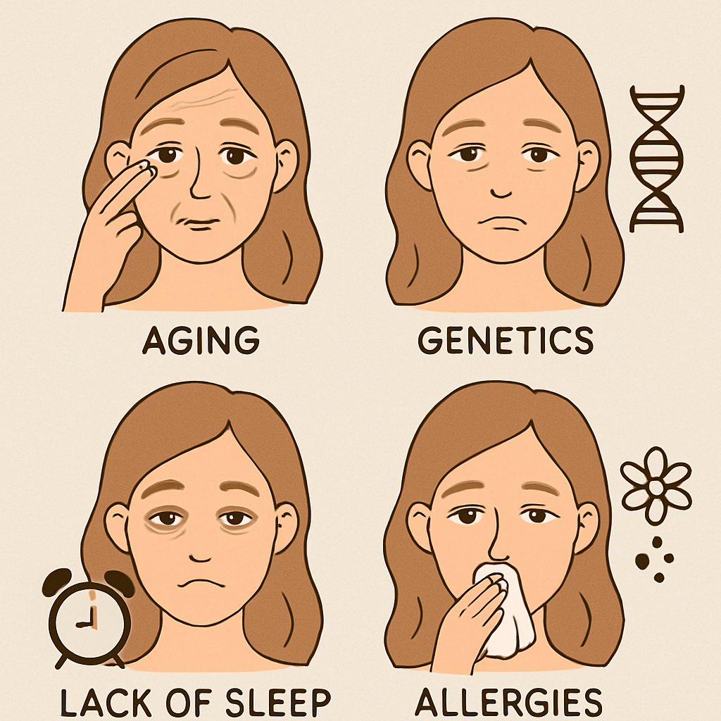 Illustration of causes leading to eye puffiness