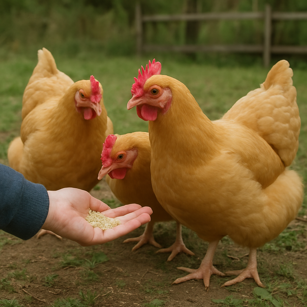 Feeding Buff Orpington Chickens