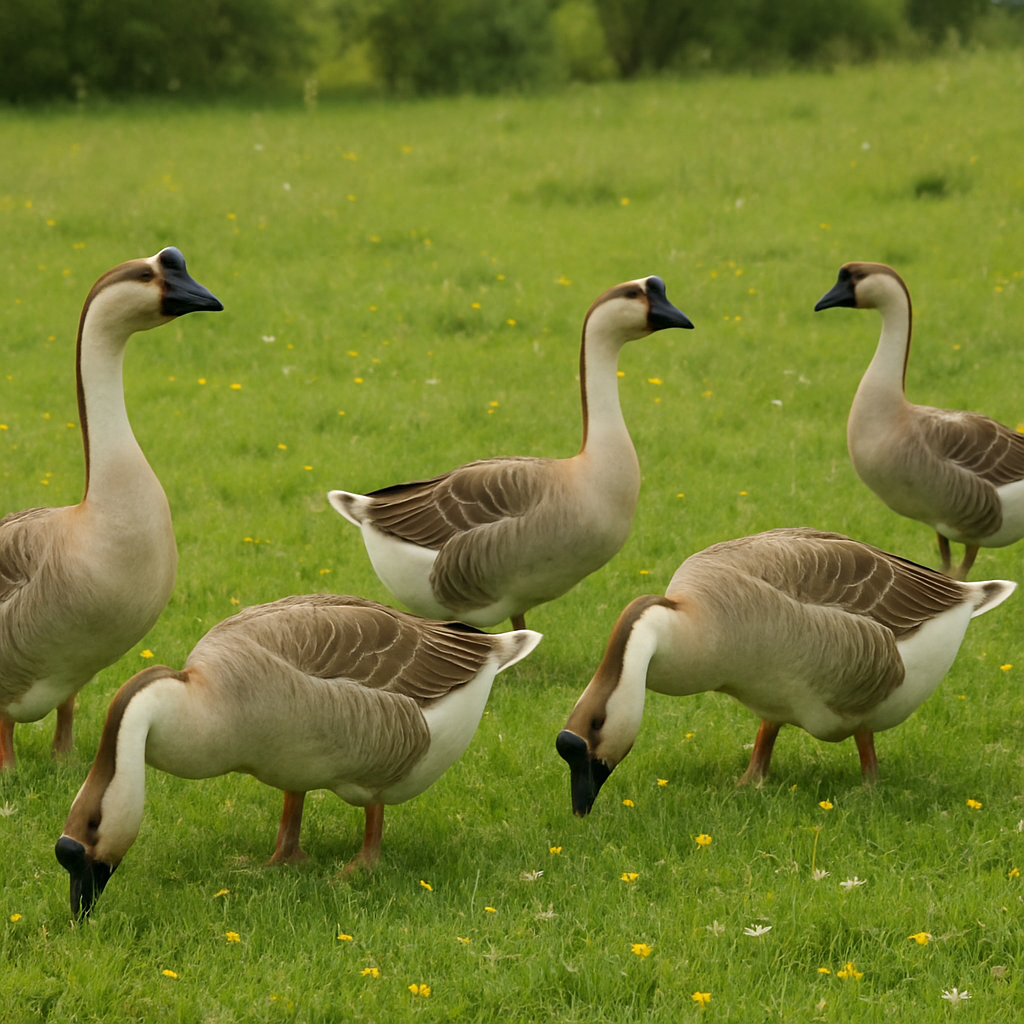 African geese in a meadow