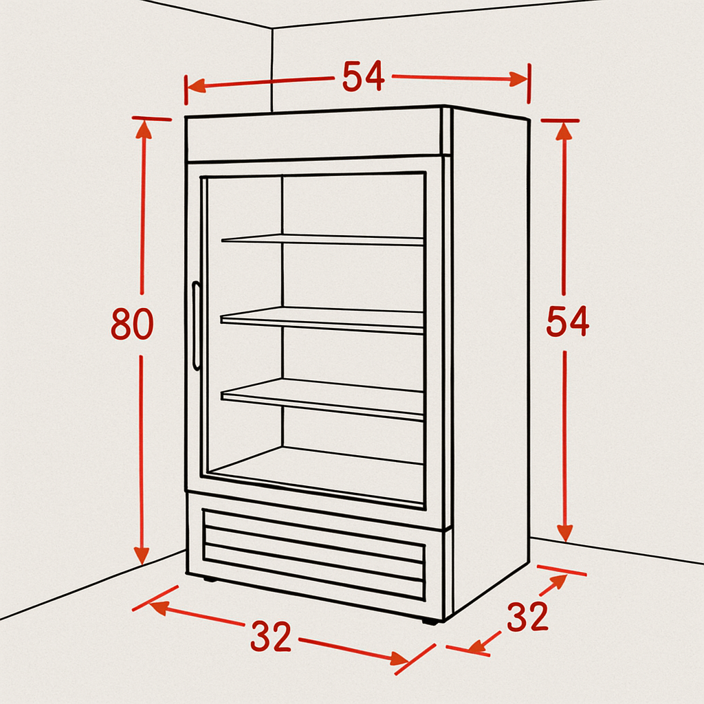 measuring space for a commercial cooler
