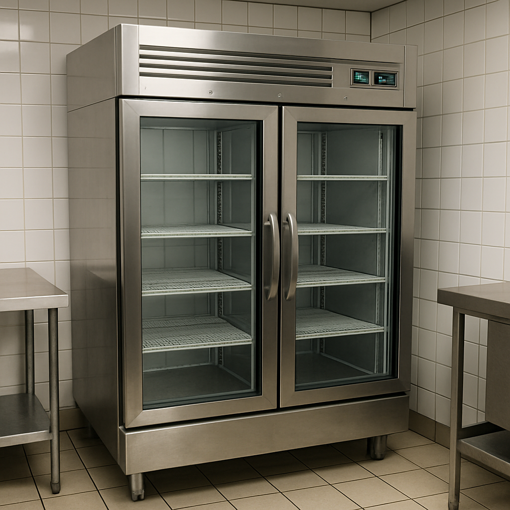 commercial cooler in a restaurant kitchen