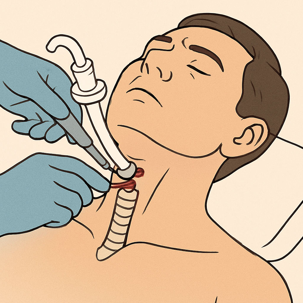 Tracheostomy procedure illustration