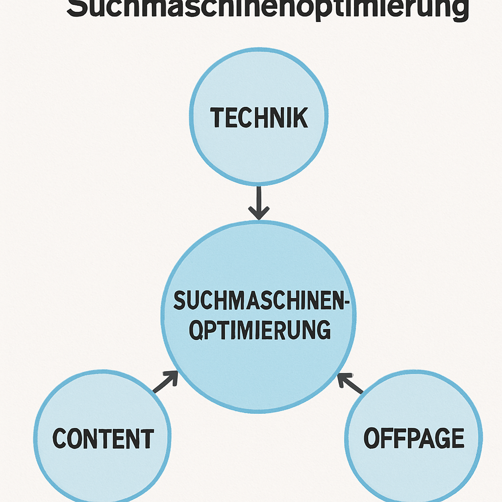 Schaubild der Kernbereiche der Suchmaschinenoptimierung
