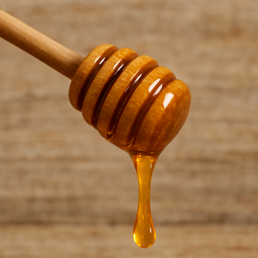 Wooden honey dipper with honey