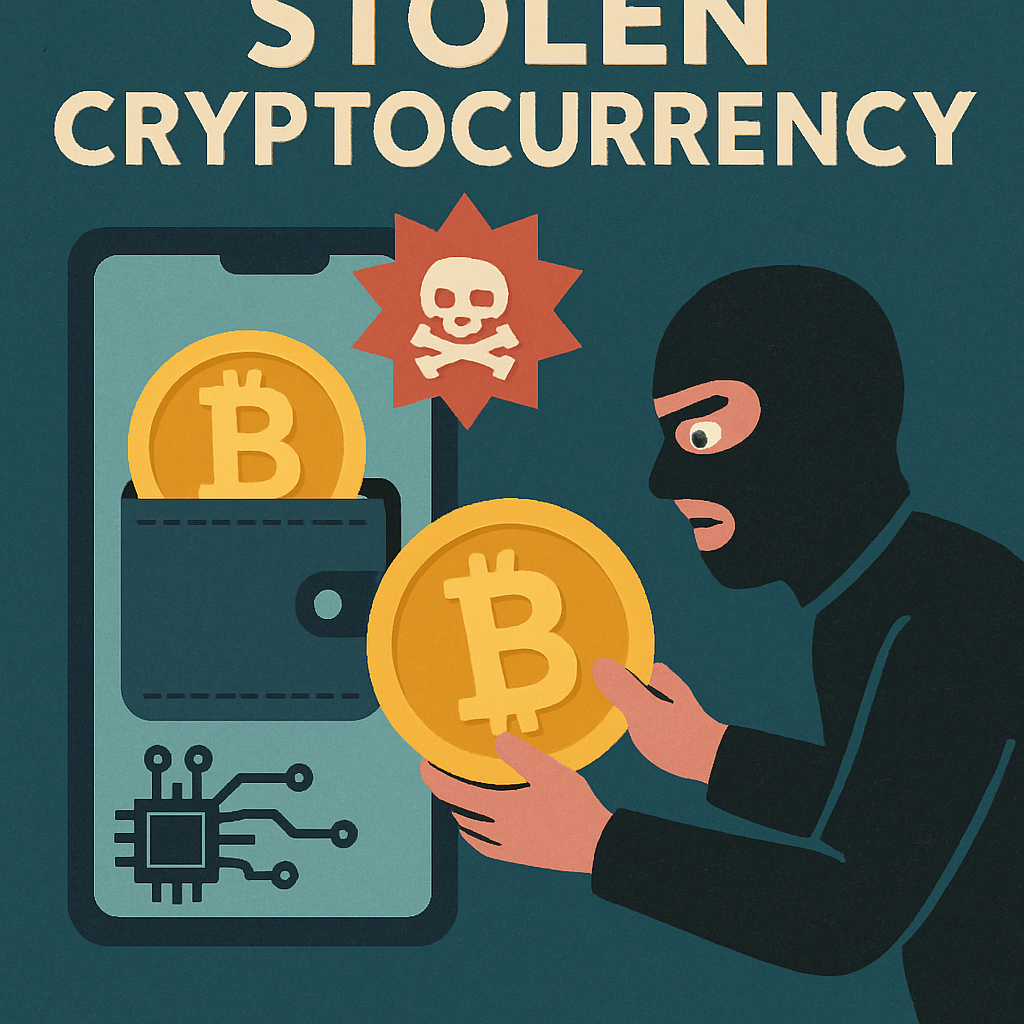 Stolen cryptocurrency concept