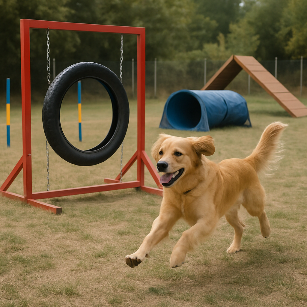 Dog playing at training camp