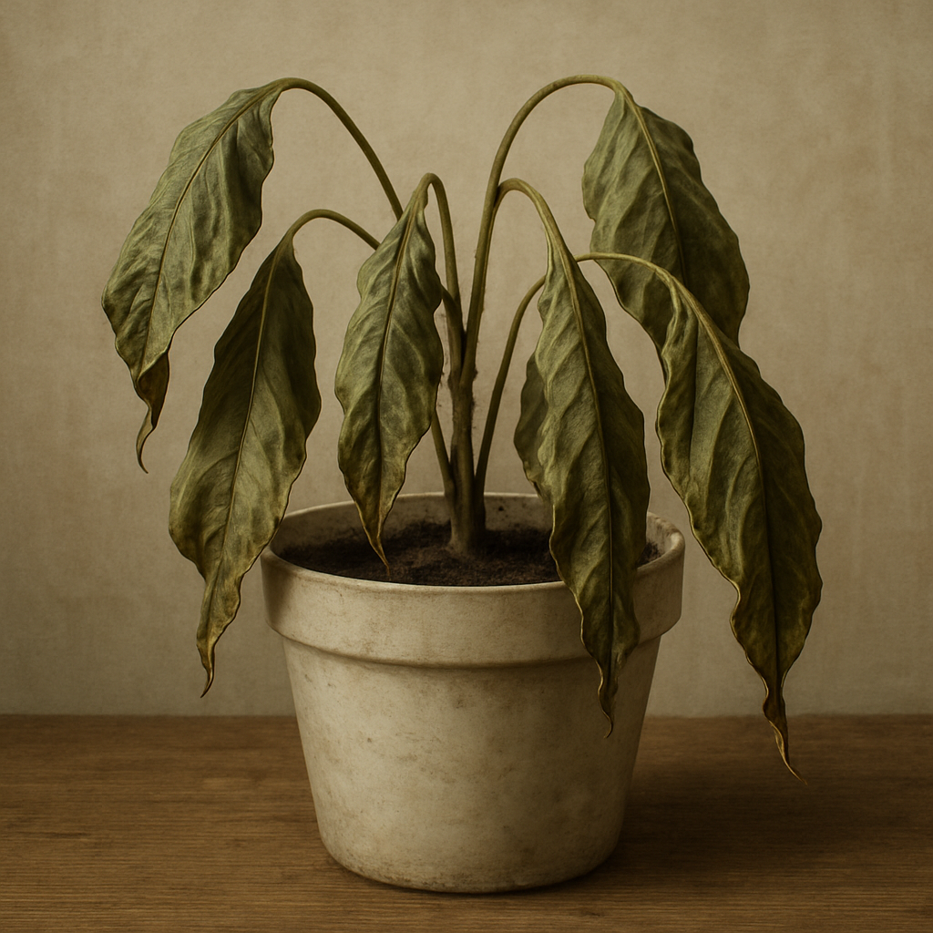 Wilting plant leaves