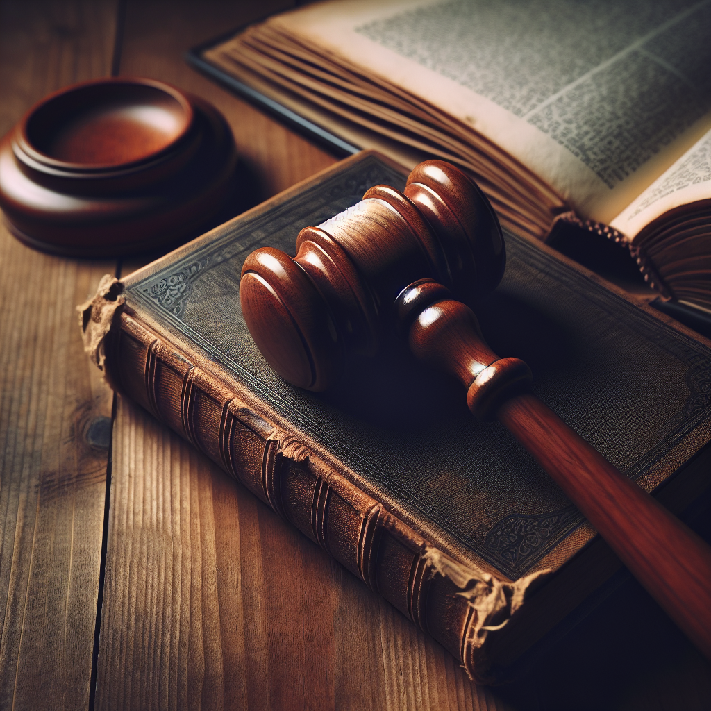 Book and hammer symbolizing law