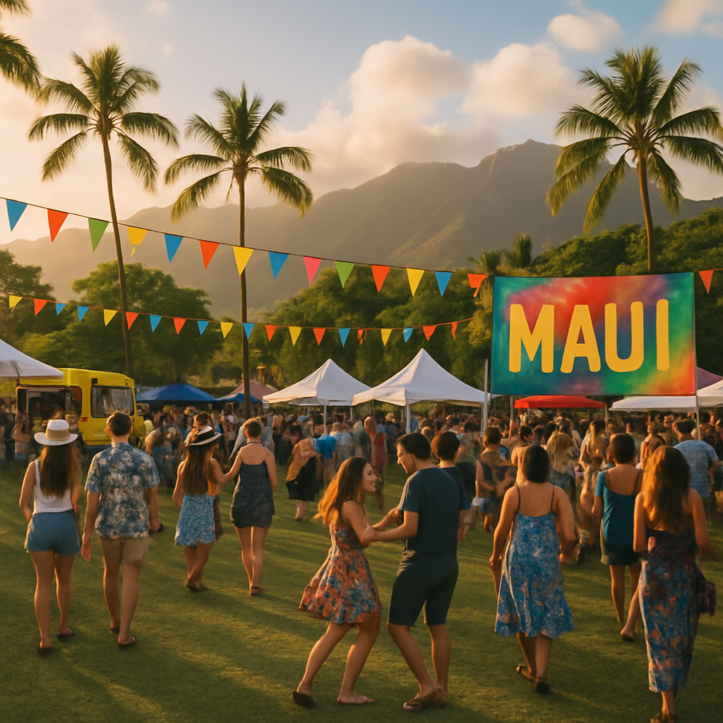 Attendees enjoy a festival in Maui