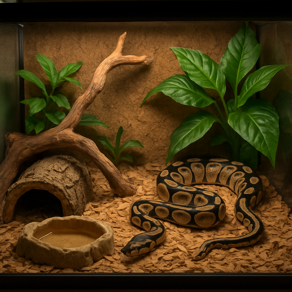 Snake terrarium setup