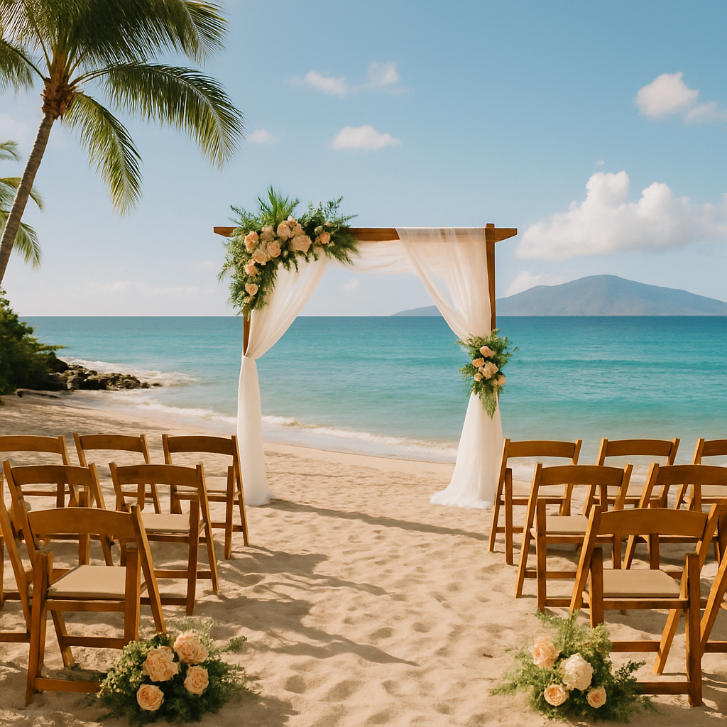 A beautiful beach wedding setup in Maui