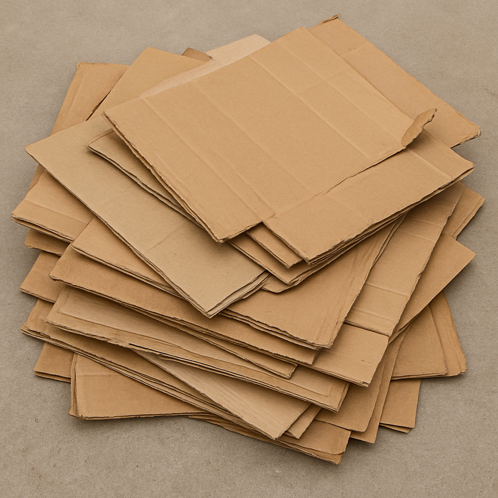Flattened cardboard boxes ready for recycling