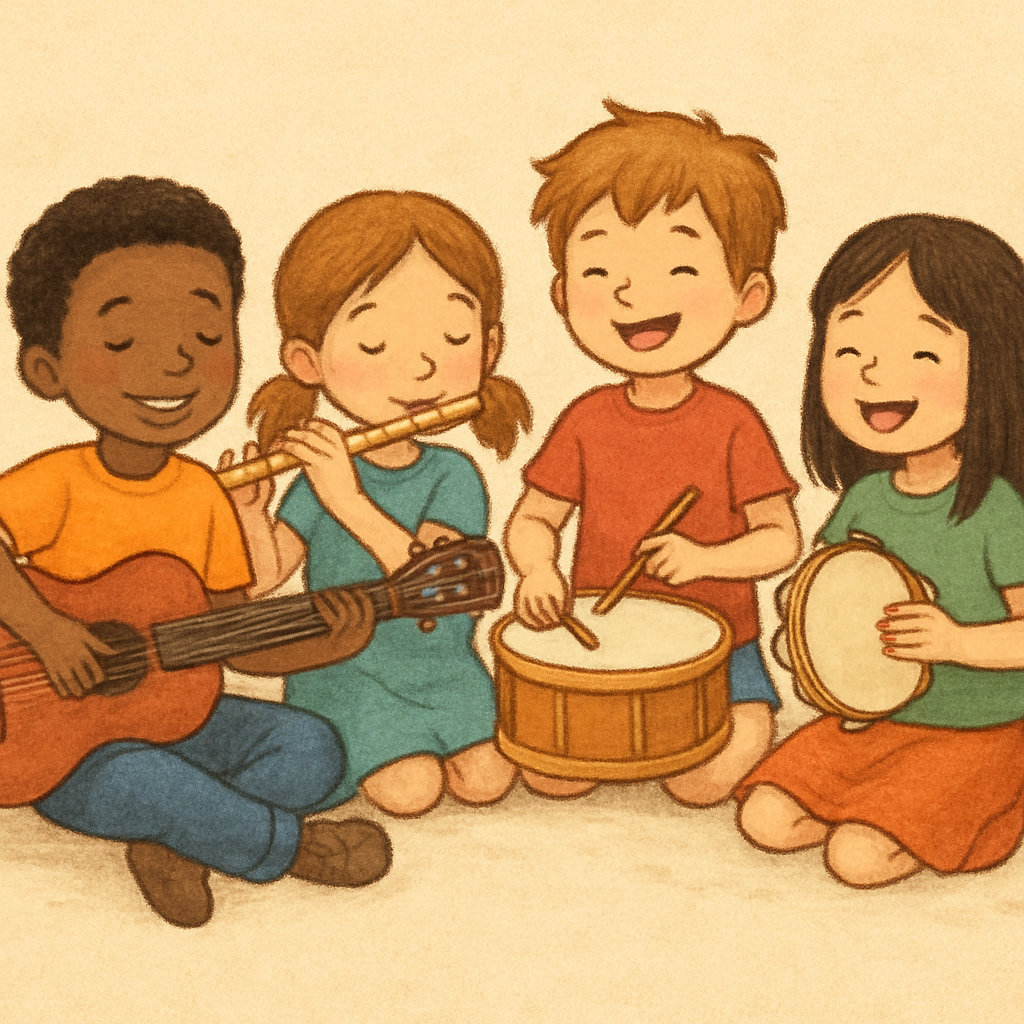 Children playing musical instruments