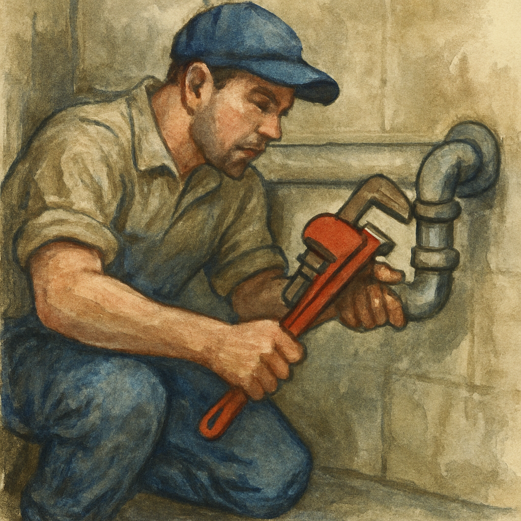 Plumber fixing a pipe