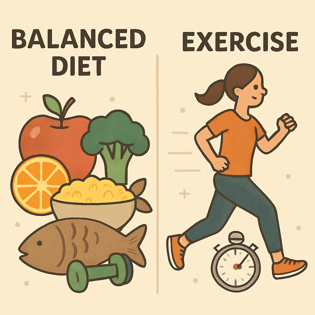 Balanced diet and exercise