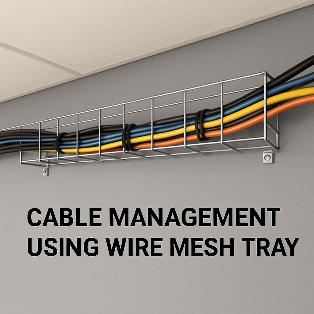Cable management using wire mesh tray