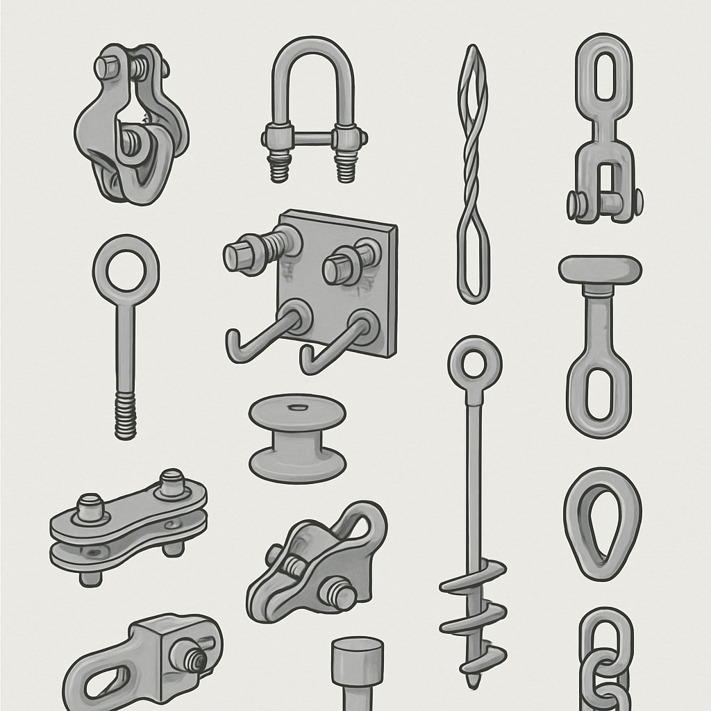 Various Pole Line Accessories and Overhead Line Fittings
