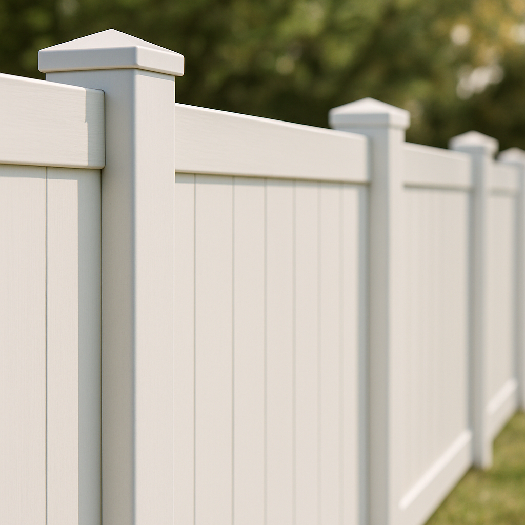 Maintenance-free vinyl fence close-up