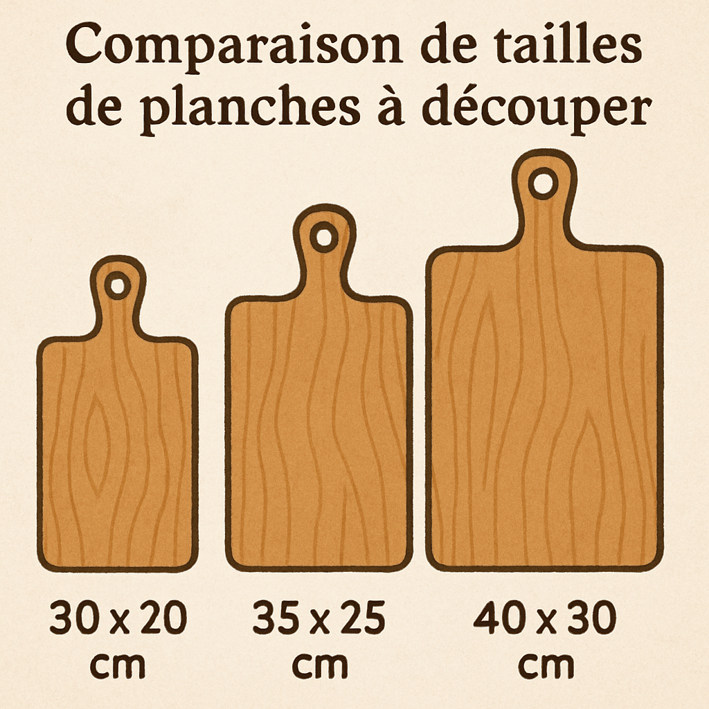 Comparaison de tailles de planches à découper