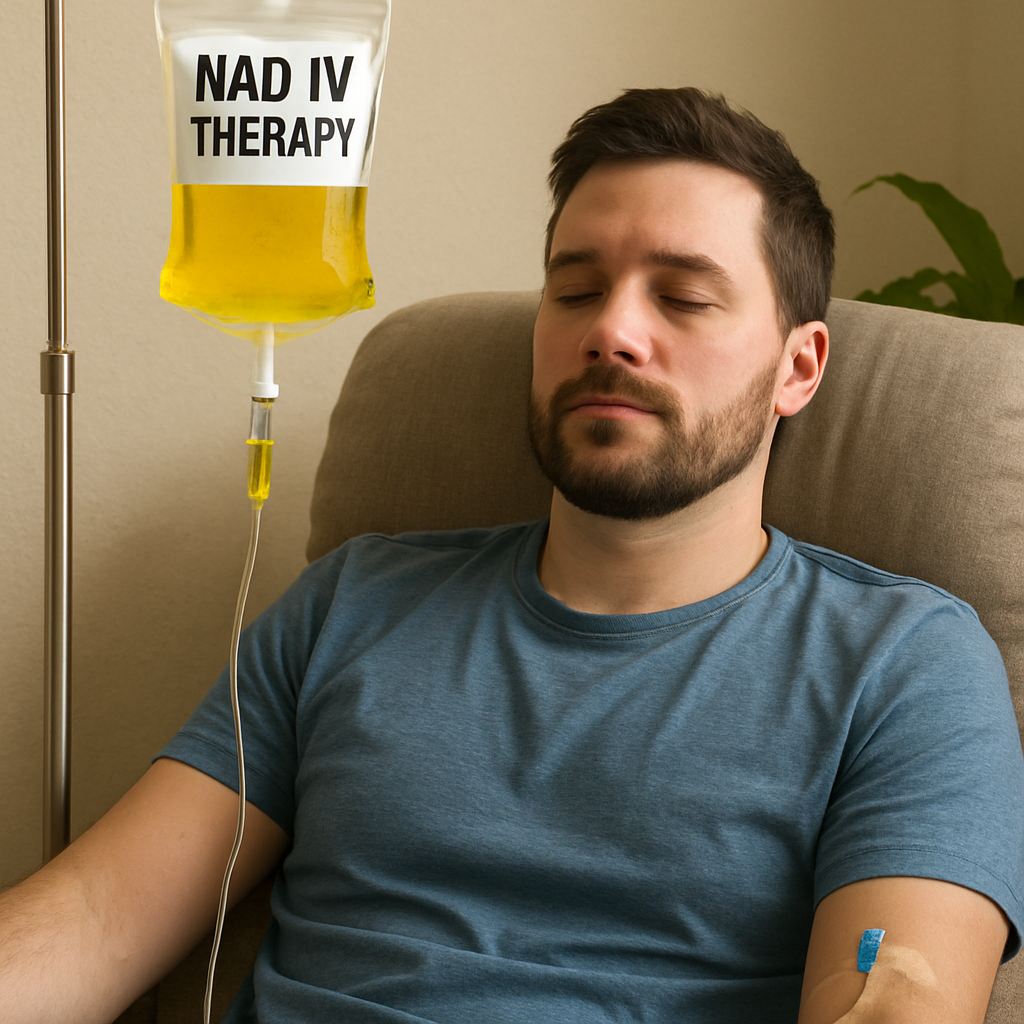 Person receiving NAD IV therapy