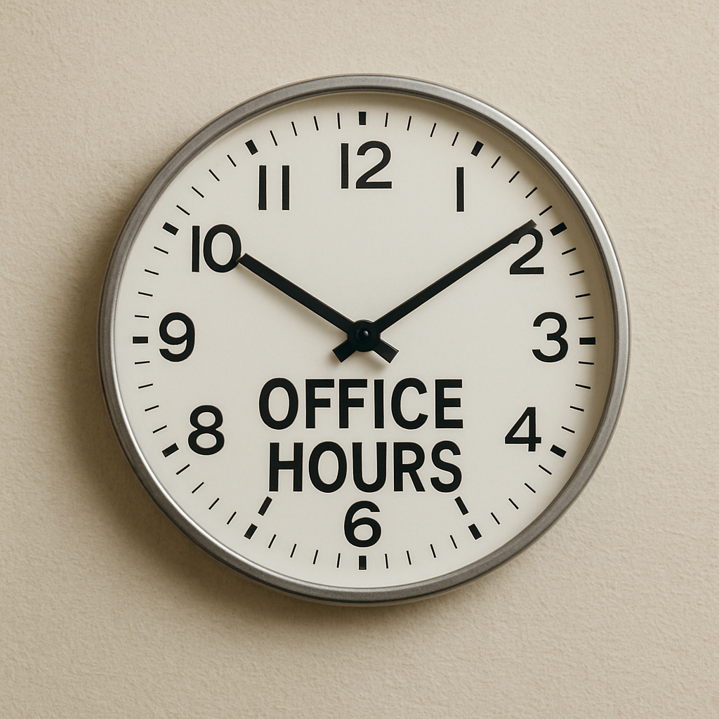Clock showing office hours