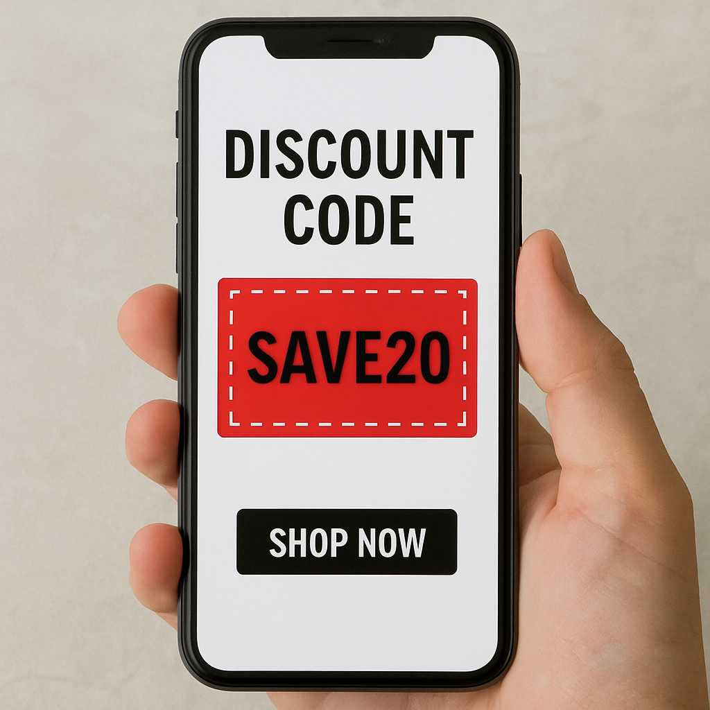 Discount code on a smartphone