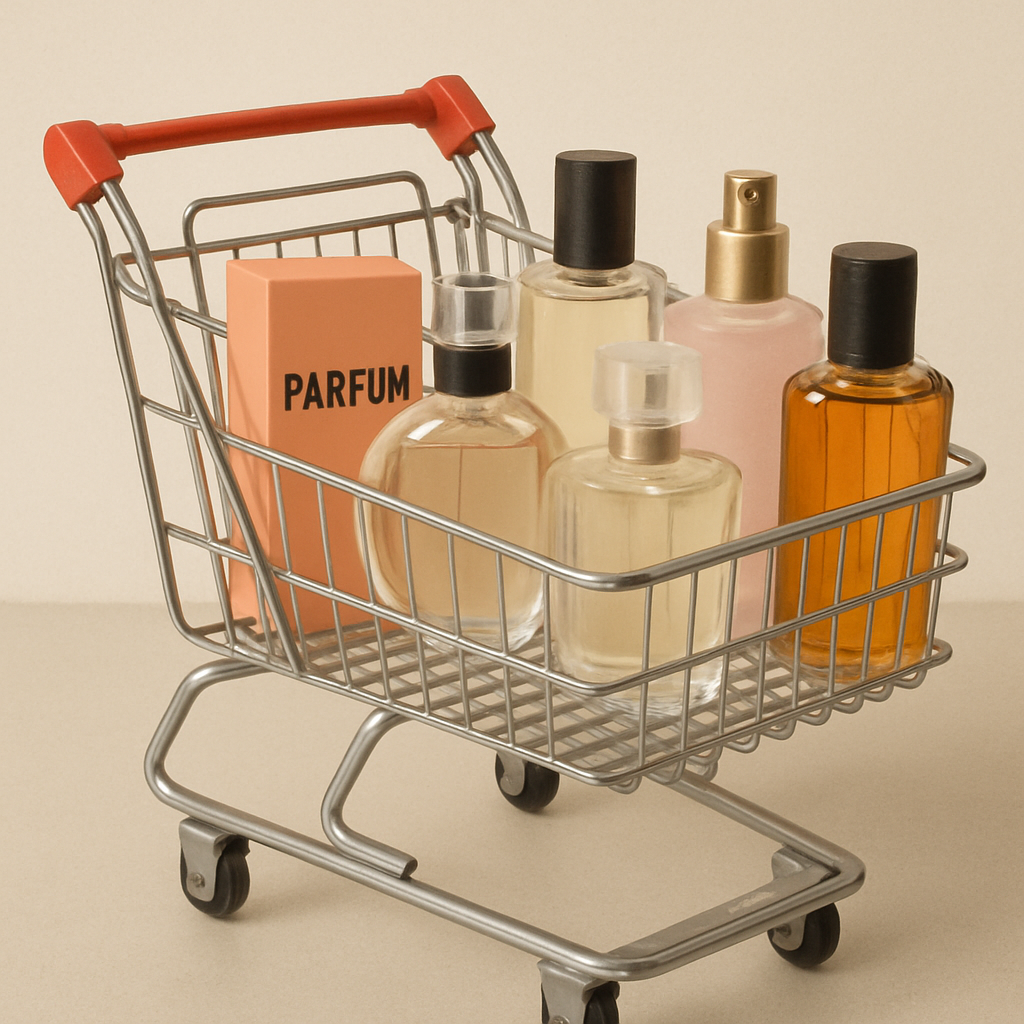 Shopping cart with fragrance products