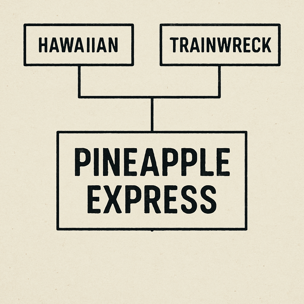 Illustration of the genetic lineage of Pineapple Express strain