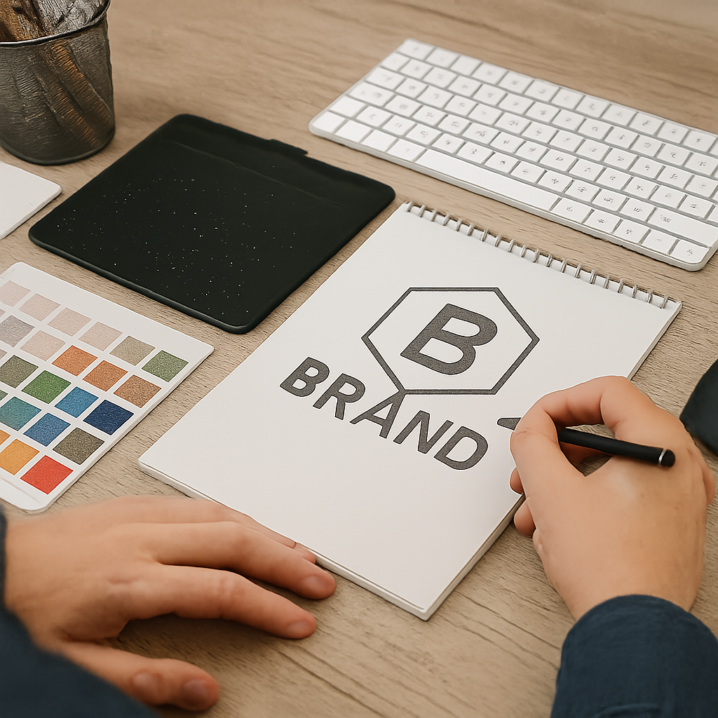 Graphic designer working on brand logo