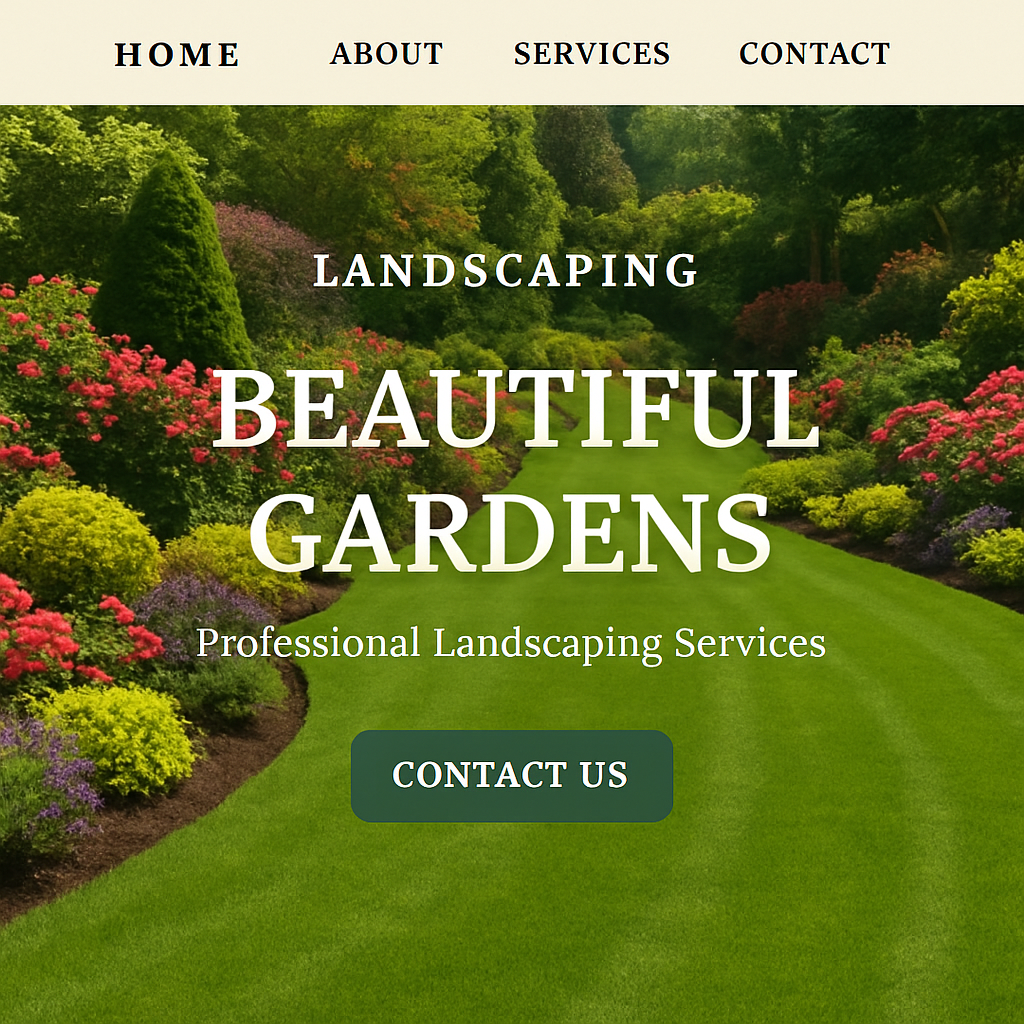 Professional landscaping website design showcasing beautiful gardens