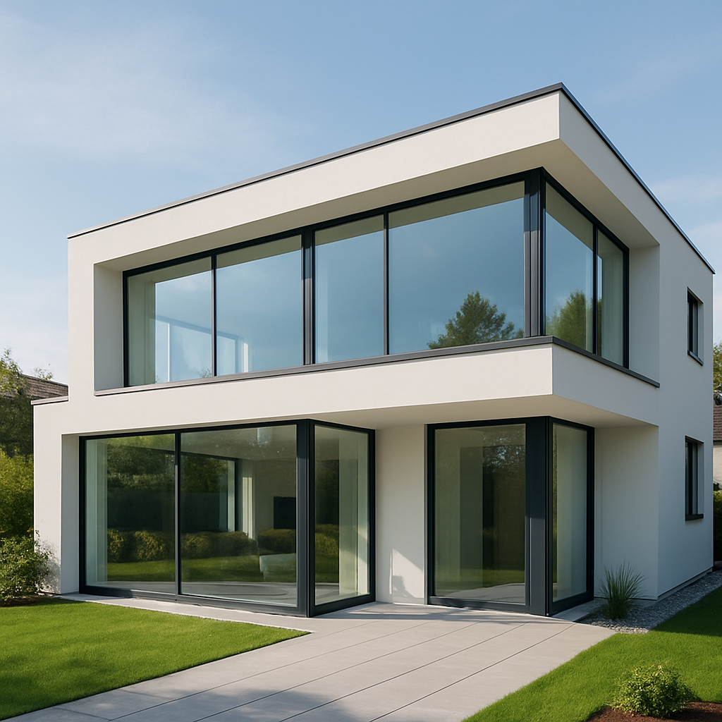 Modern house with gleaming clean windows