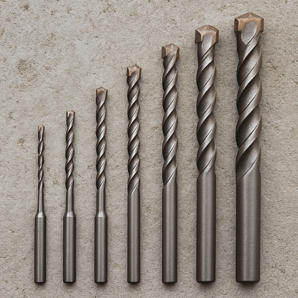 Different sizes of drill bits for concrete