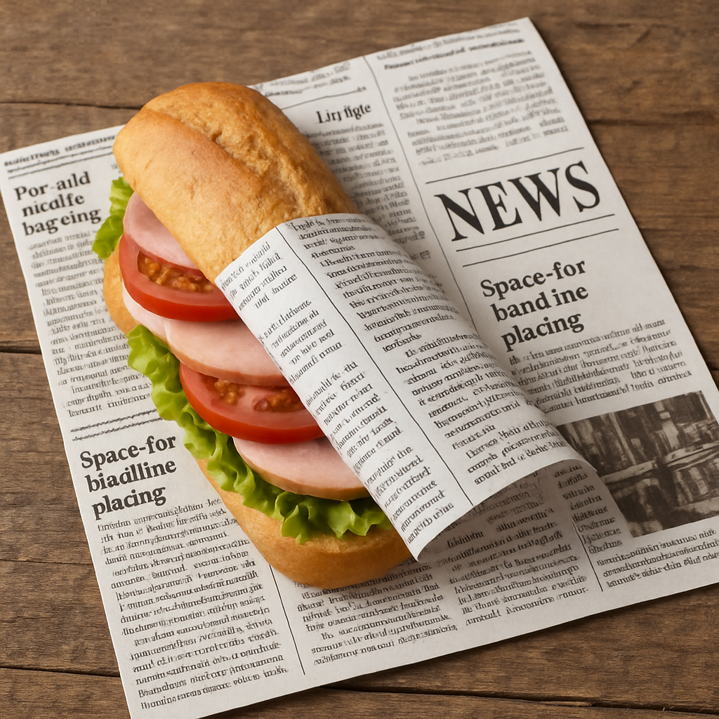 Newspaper wrapping paper for sandwiches