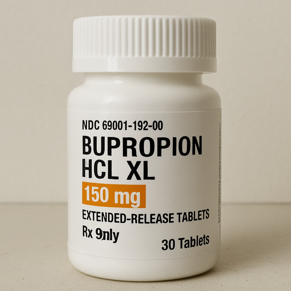 A bottle of Bupropion HCL XL pills