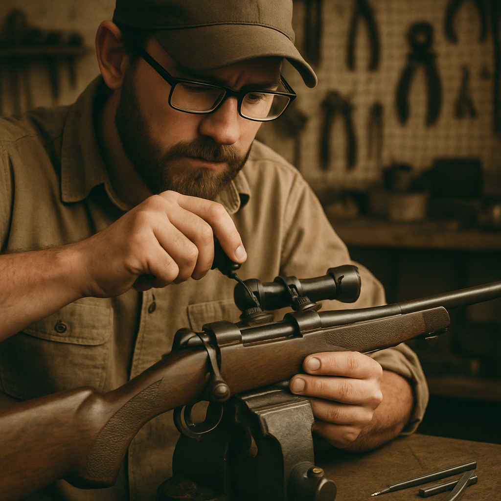 Gunsmith working on a firearm