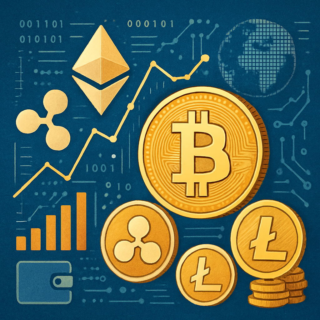 Cryptocurrency concept with digital assets