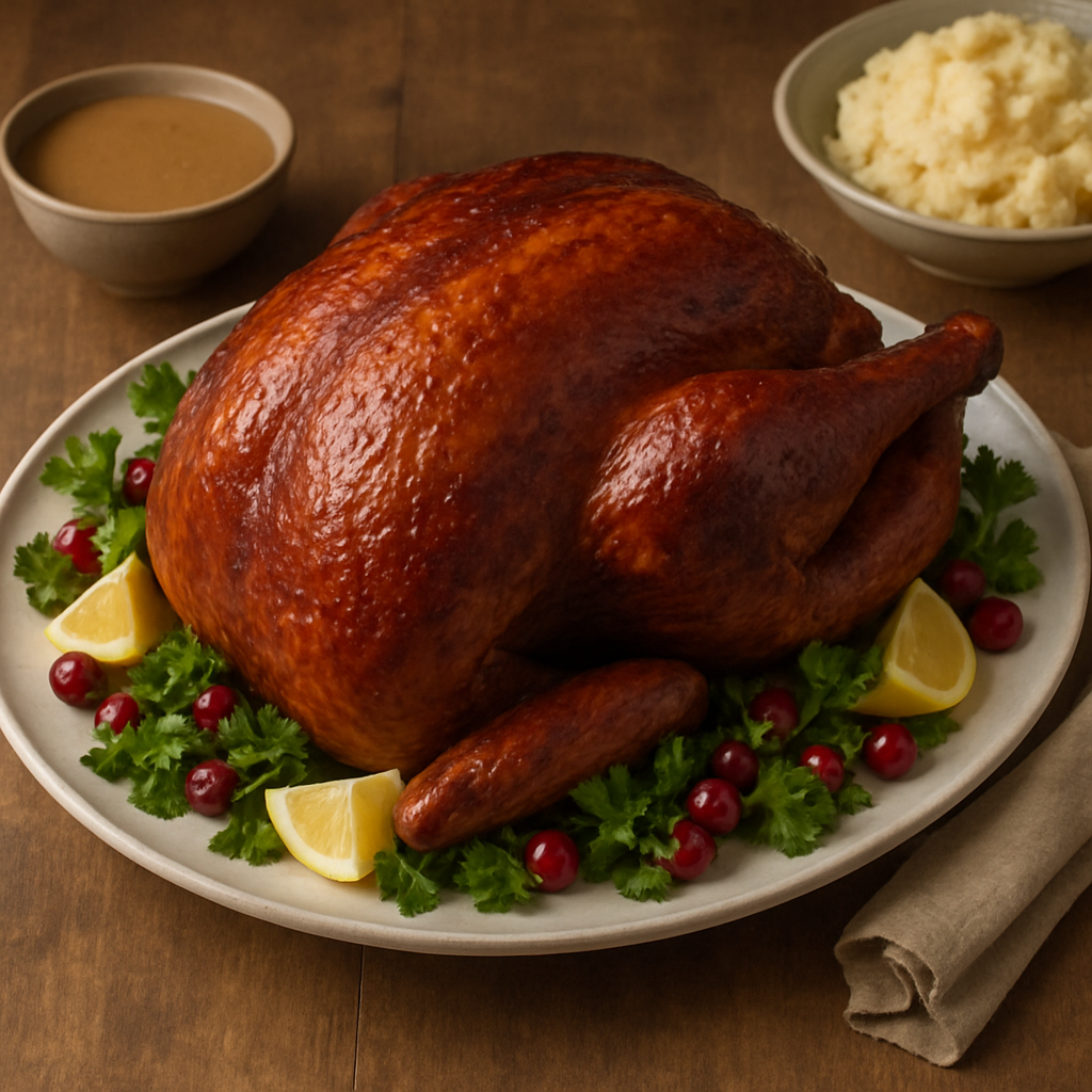 Cooked Red Bourbon Turkey meal