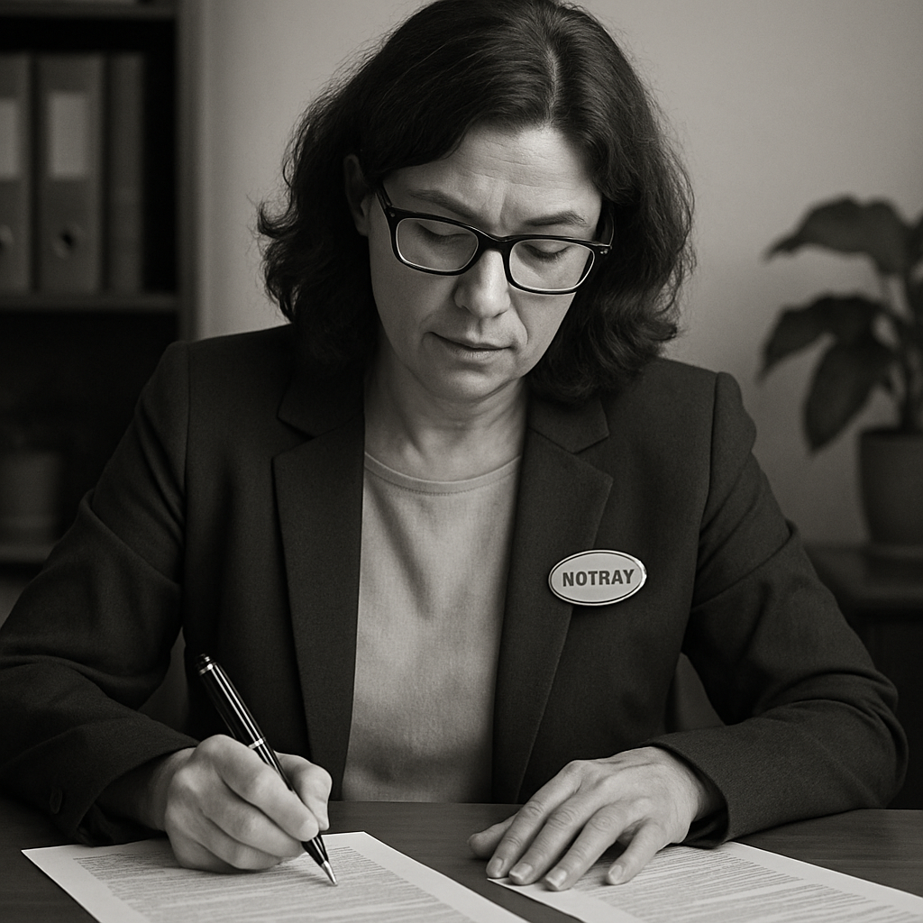 Image of a notary signing agent reviewing documents