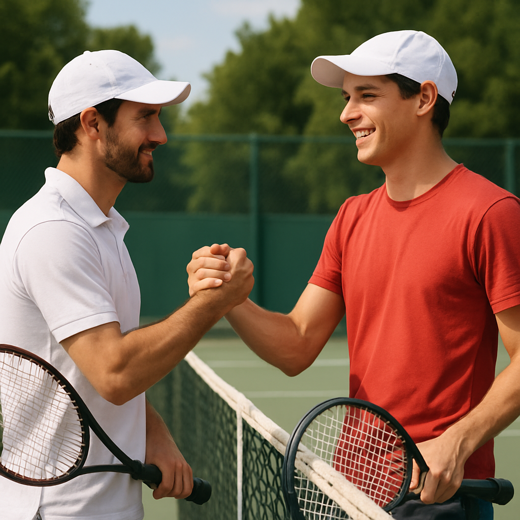Tennis players shaking hands