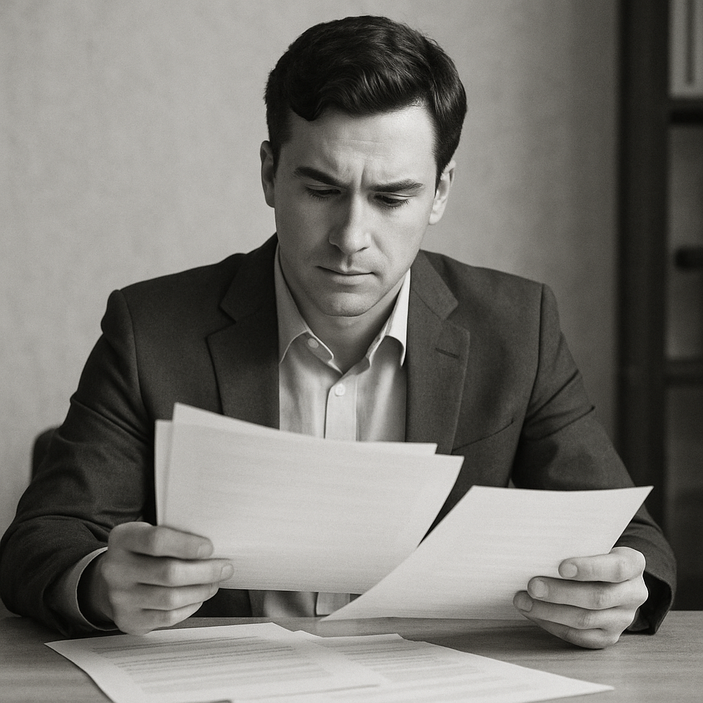 Applicant reviewing documents