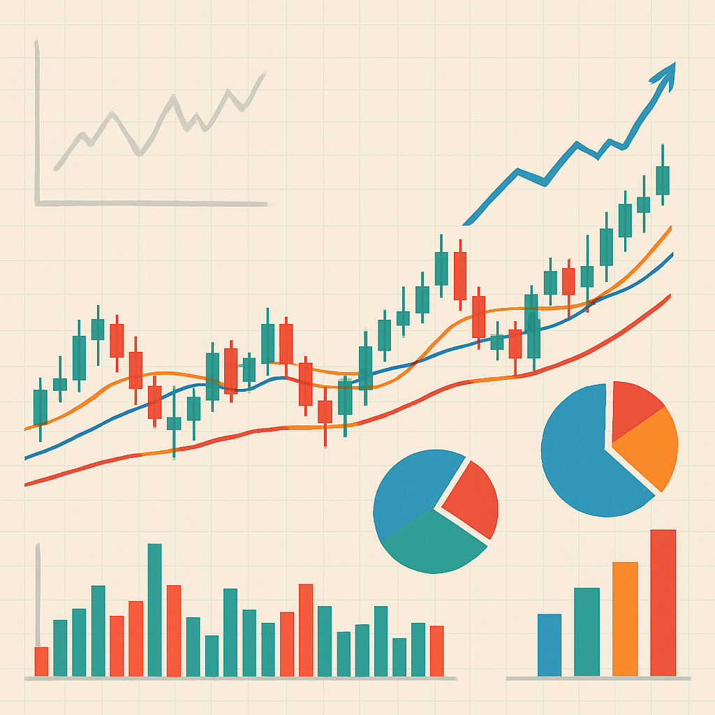 Stock market analysis with graphs and charts