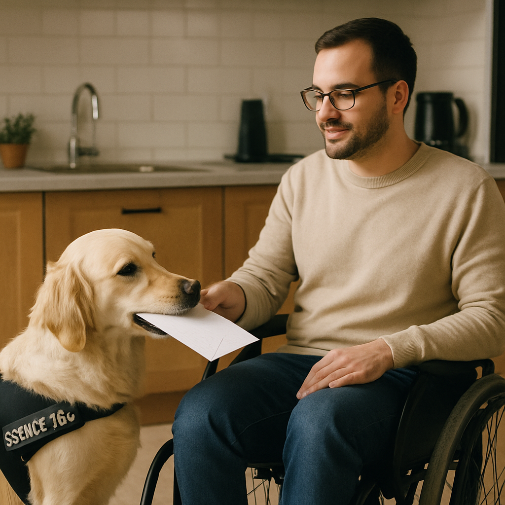 A service dog assisting a person with daily tasks