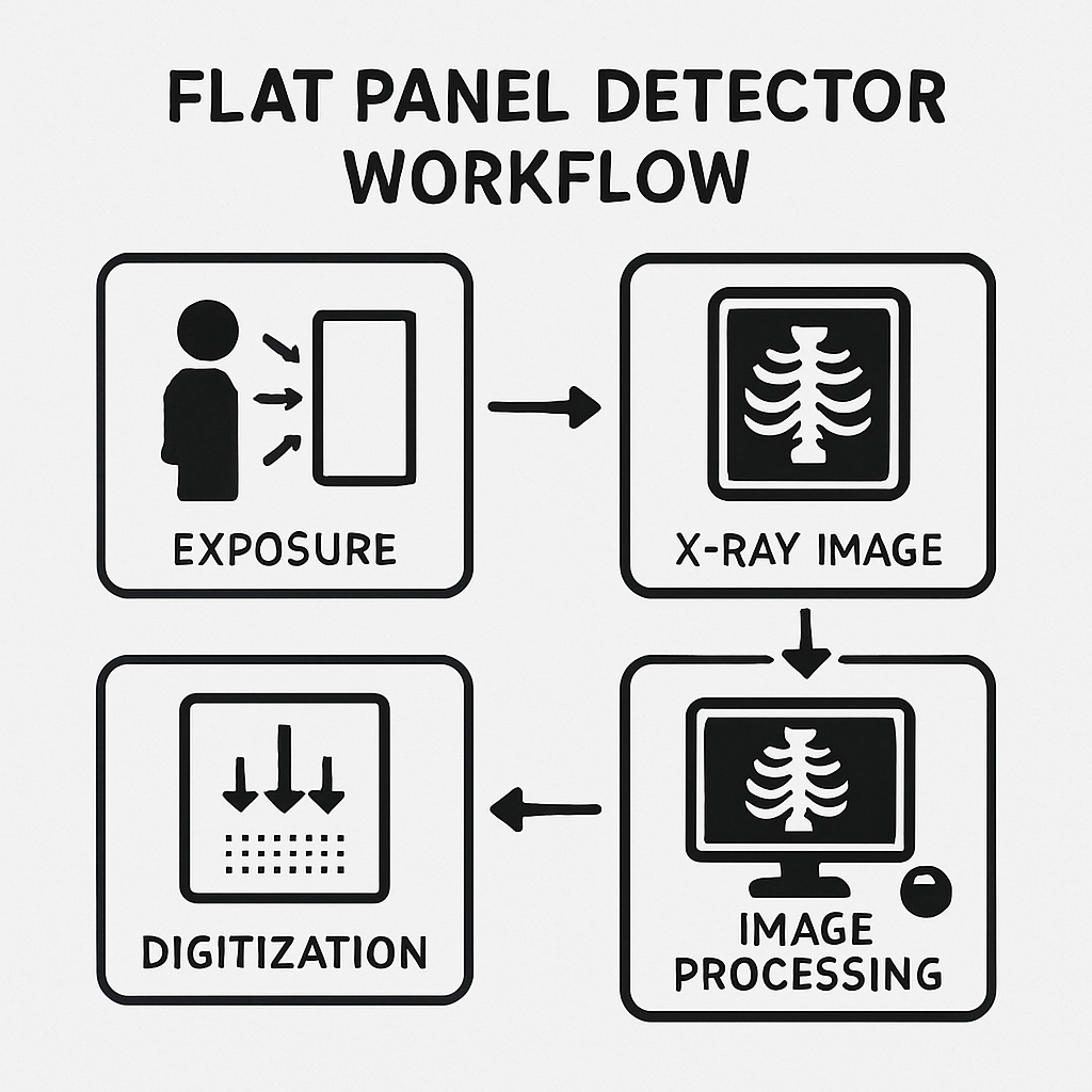Diagram illustrating flat panel detector workflow