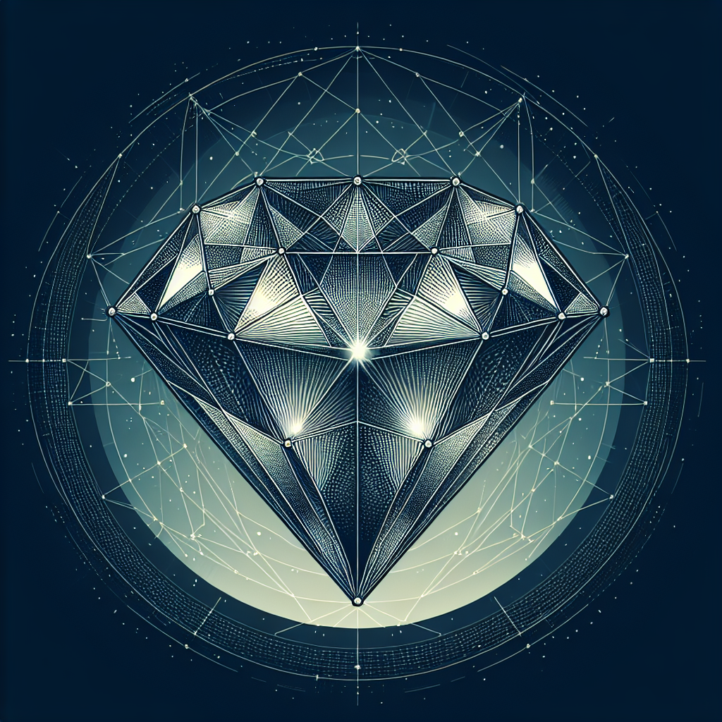 The representation of a diamond in a circle on a dark background.