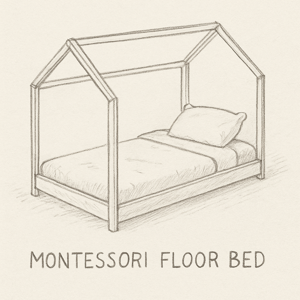 Montessori floor bed design sketch